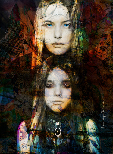 Digital Arts titled "Mère et fille" by Dominique Taïbouni, Original Artwork, Photo Montage