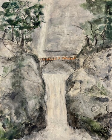 绘画 标题为“Multinomah falls” 由Alfredo Machado Zingg, 原创艺术品, 丙烯
