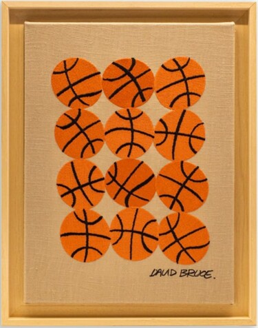 제목이 "Three Points"인 섬유 예술 David Bruce로, 원작, 자수 나무 들것 프레임에 장착됨