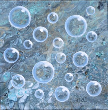 Peinture intitulée "Bulles de savon" par Armelle Cailly, Œuvre d'art originale, Acrylique Monté sur Châssis en bois