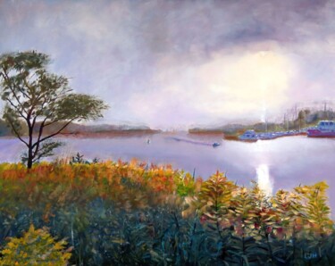 Painting titled "Hazy Spit" by Herscovitch Larry, Original Artwork, Oil