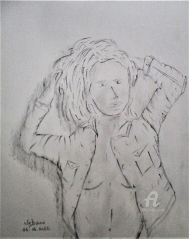 제목이 "Pascaline en veste…"인 그림 Roberto Urbano로, 원작, 연필