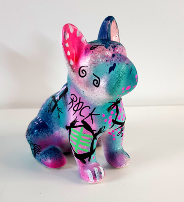 Sculpture Mini Bouledogue Pop Art Rock Bulldog Sculpture titled "Sculpture Mini Boul…" by Pvettese, Original Artwork, Spray paint