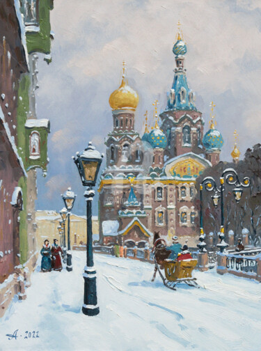 Saint Petersburg, Save on Blood in Winter Pittura intitolato "Saint Petersburg, S…" da Alexander Alexandrovsky, Opera d'arte originale, Olio