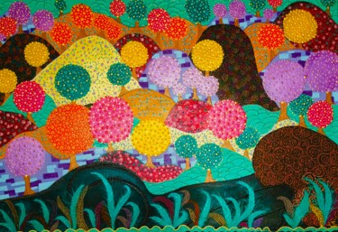 Peinture intitulée "EVE ET LES POMMES D…" par Flod, Œuvre d'art originale, Acrylique