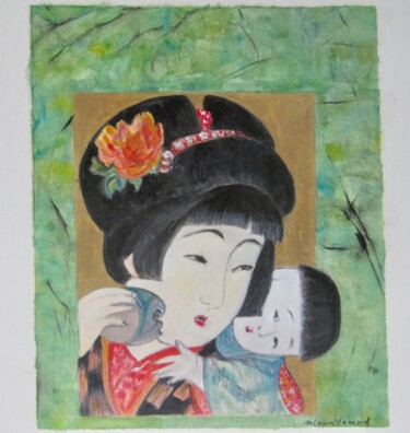 Peinture intitulée "mere et enfant" par Marie Laure Hamard, Œuvre d'art originale, Huile