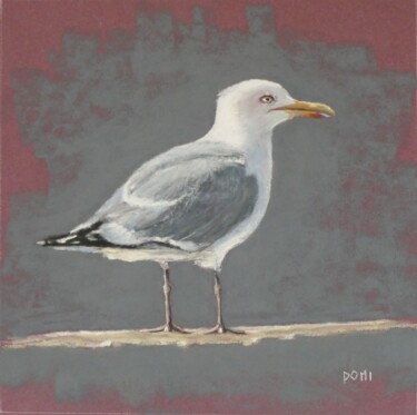 Peinture intitulée "Goéland 3" par Artelierdedomi, Œuvre d'art originale, Pastel