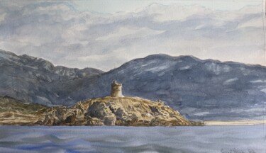 Peinture intitulée "La Tour Génoise" par Pascal Poirier, Œuvre d'art originale, Aquarelle
