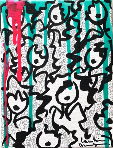 Painting titled "Menthe à l’eau" by Caroline Montigneaux, Original Artwork, Acrylic Mounted on Wood Stretcher frame