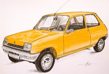 图画 标题为“renault 5” 由Yves Briais, 原创艺术品, 铅笔