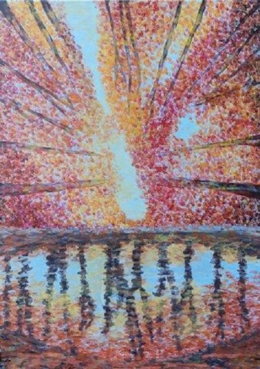 Peinture intitulée ""Symphonie automnale" par Annig Pineau (Ginna), Œuvre d'art originale, Acrylique Monté sur Châssis en bo…