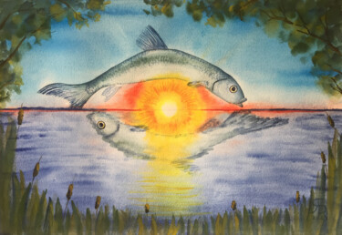 Painting titled "Dawn" by Yana Bila, Original Artwork, Watercolor