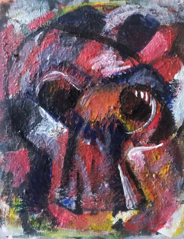 Peinture intitulée "" crâne en doute...…" par Sam Keusseyan, Œuvre d'art originale, Acrylique