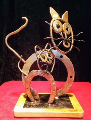 Scultura intitolato "LE PERE ET LA FILLE" da Michel Gomez, Opera d'arte originale, Metalli