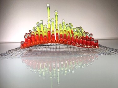 Sculpture intitulée "Stalagmites rouges…" par Ghislaine Chapuis, Œuvre d'art originale, Verre