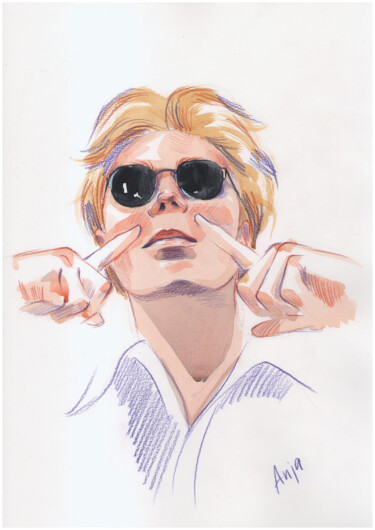 Dessin intitulée "River Phoenix in gl…" par Anja Rudko, Œuvre d'art originale, Aquarelle
