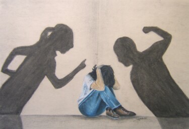 제목이 "Culpabilité"인 그림 P. Le Sommer로, 원작, 파스텔