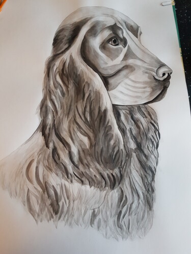 Drawing titled "Portrait d'espagnole" by Yulia Pelevina, Original Artwork, Watercolor
