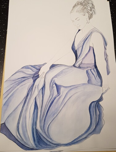 Dessin intitulée "Autoportrait aquare…" par Yulia Pelevina, Œuvre d'art originale, Aquarelle