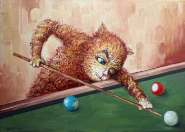 Schilderij getiteld "Billiard Player." door Rakhmet Redzhepov, Origineel Kunstwerk, Acryl