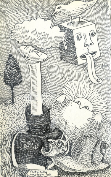 图画 标题为“Platinum carbon ink” 由Miguel Rojas, 原创艺术品, 墨