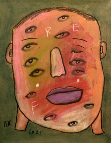 绘画 标题为“Surreal head #30” 由Pavel Kuragin, 原创艺术品, 粉彩