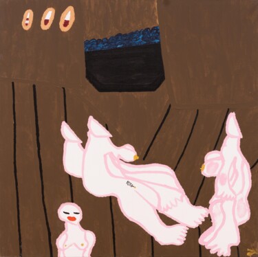 Malerei mit dem Titel "Die busigen Diven" von Lukas Walcher, Original-Kunstwerk, Acryl
