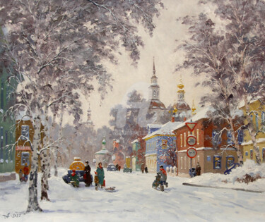 Winter in Great Ustug Pittura intitolato "Winter in Great Ust…" da Alexander Alexandrovsky, Opera d'arte originale, Olio