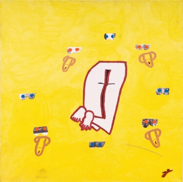 Malerei mit dem Titel "Der collagierte Hin…" von Lukas Walcher, Original-Kunstwerk, Acryl