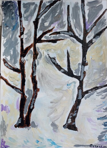 Winter - Hiver Painting titled "Winter - Hiver" by Gazkob, Original Artwork, Acrylic