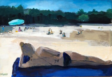 la plage fin d'après-midi Peinture intitulée "la plage fin d'aprè…" par Sylvie Loisy, Œuvre d'art originale, Acrylique Monté sur Châssis en bois