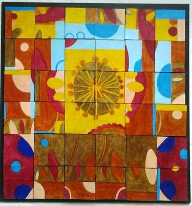 Peinture intitulée ""Ciel de jardin"" par Annig Pineau (Ginna), Œuvre d'art originale, Acrylique Monté sur Panneau de bois