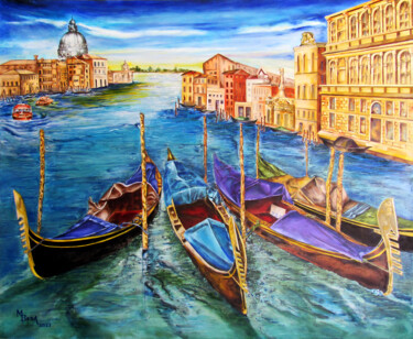 Sunrise at the Grand Canal, Venice, Italy Peinture intitulée "Sunrise at the Gran…" par Miriam Besa, Œuvre d'art originale, Huile