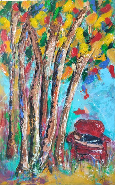 Painting titled "Pause" by Bea Madelenat, Original Artwork, Acrylic Mounted on Wood Stretcher frame