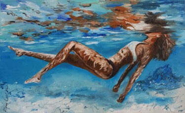 "Immersion" girl in the sea Marine painting Картина под названием ""Immersion" girl in…" - Rada Gor, Подлинное произведение искусства, Масло