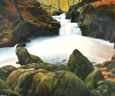 Painting titled "Eau vive" by Patrick Egger, Original Artwork, Acrylic Mounted on Wood Stretcher frame