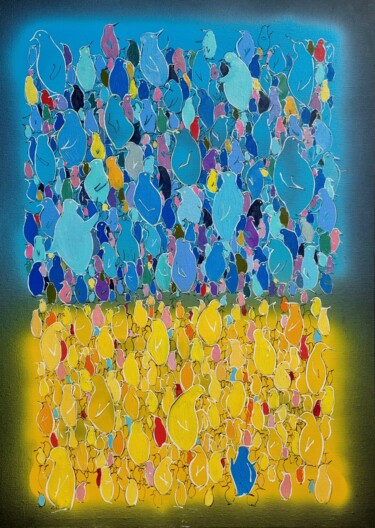 Ukraine is a capital of Freadom Painting titled "Ukraine is a capita…" by Les Panchyshyn, Original Artwork, Oil Mounted on Wood Stretcher frame