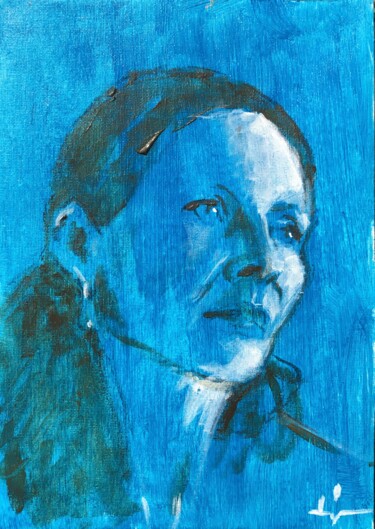 绘画 标题为“Femme en Bleu” 由Dominique Dève, 原创艺术品, 丙烯