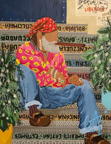 绘画 标题为“DJINO SANCHEZ” 由Hugues Matumona, 原创艺术品, 丙烯