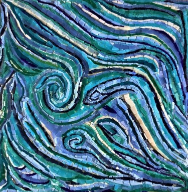 Sculpture titled "ΥΔΩΡ 2" by Aphrodite Zampetake, Original Artwork, Mosaic Mounted on Other rigid panel