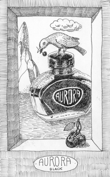 Zeichnungen mit dem Titel "Aurora black" von Miguel Rojas, Original-Kunstwerk, Tinte