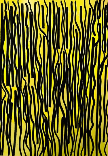 图画 标题为“Black over yellow” 由Greg Powell, 原创艺术品, 标记