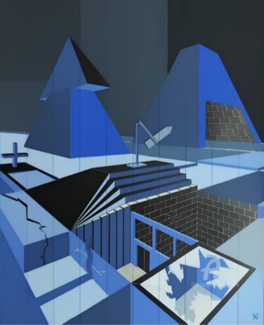 绘画 标题为“BLUEPRINT” 由Astr, 原创艺术品, 水粉