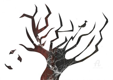 Painting titled "Outono" by Dayana Clara, Original Artwork, Digital Print