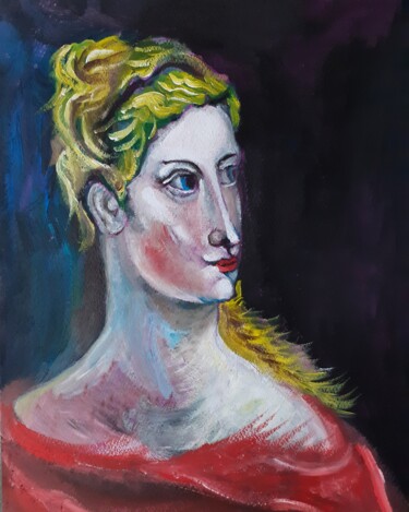 绘画 标题为“Portrait of a Women” 由Amazeigh Bouzékri, 原创艺术品, 油