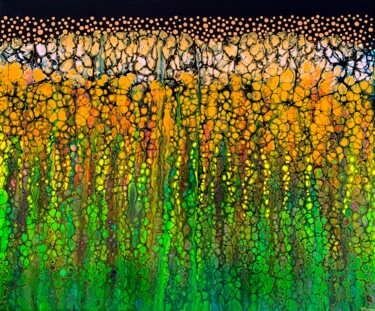 Brume dorée Peinture intitulée "Brume dorée" par Ghislaine Chapuis, Œuvre d'art originale, Acrylique Monté sur Châssis en bois