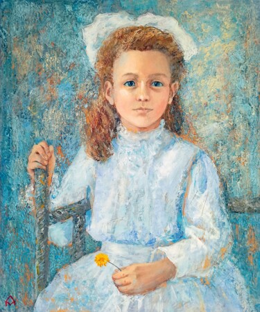 Painting titled "Dandelion" by Alyona Masterkova, Original Artwork, Acrylic Mounted on Wood Stretcher frame