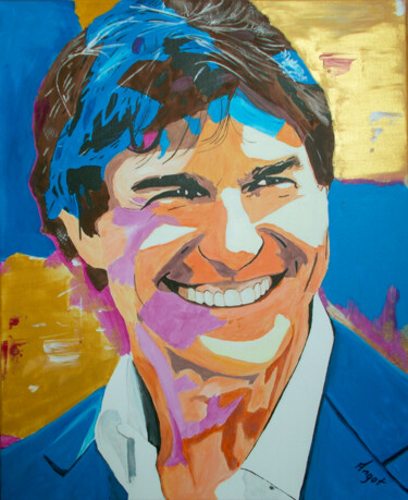 제목이 "Tom Cruise"인 미술작품 Thierry Angot로, 원작, 아크릴 나무 들것 프레임에 장착됨