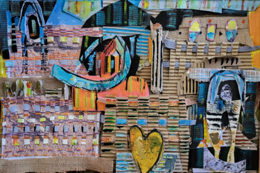 Collages intitulée "Architectonique de…" par Muriel Cayet, Œuvre d'art originale, Collages Monté sur Châssis en bois