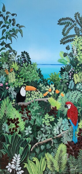 Peinture intitulée "Green paradise" par Claire Morand, Œuvre d'art originale, Acrylique